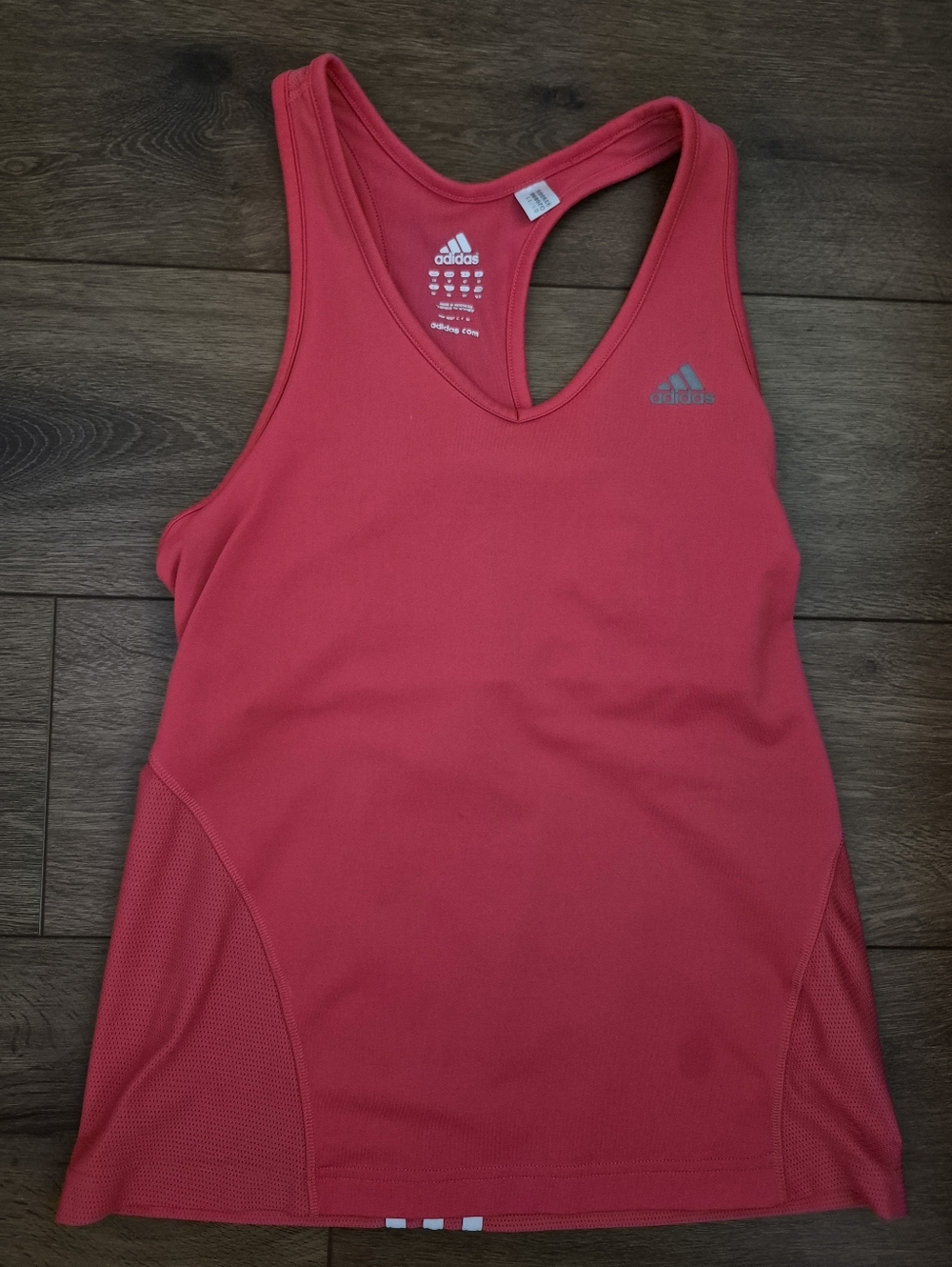 Adidas Womens M Dark Pink White Striped Racerback Cutout Tank Top Shelf Bra